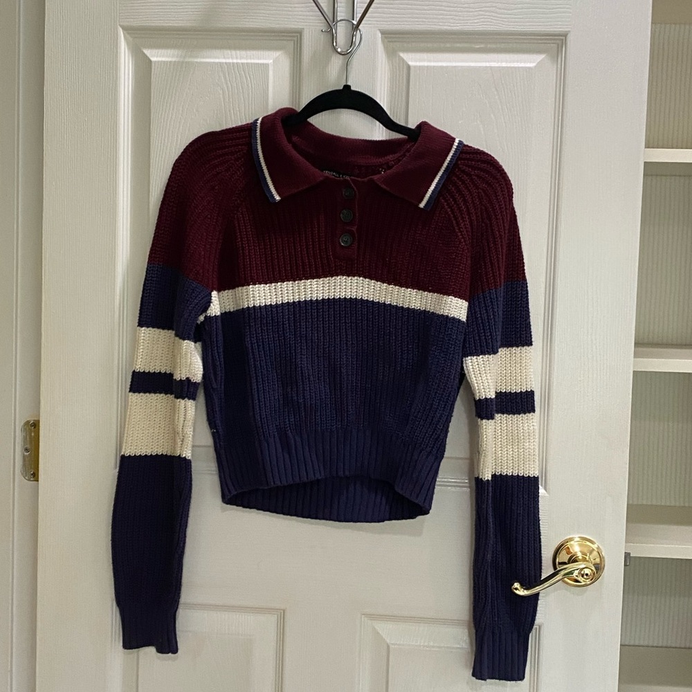 Color blocked cropped Knit Sweater